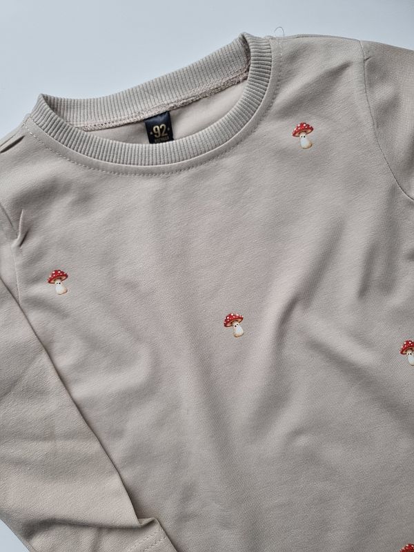 Koszulka beżowa długi rękaw muchomorki  rozmiar 92