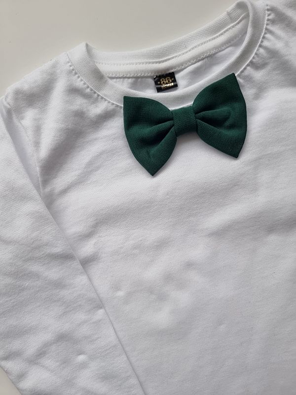 Koszulka biała długi rękaw zielona mucha rozmiar 86