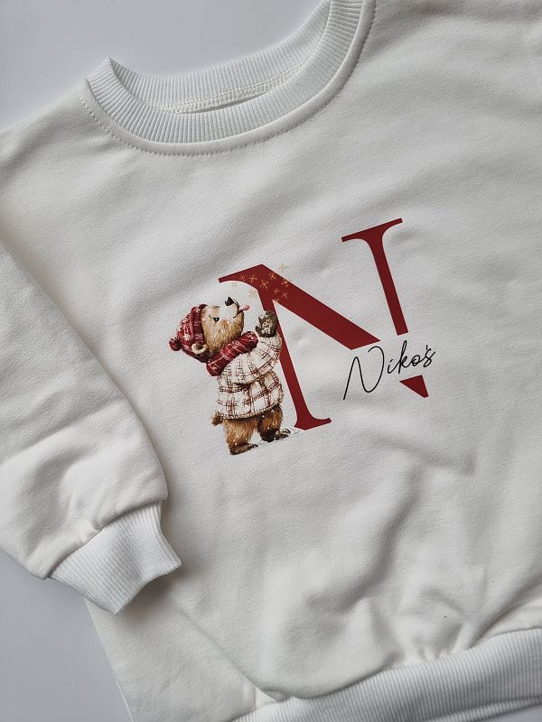 Bluza ecru zimowy miś rozmiar 86