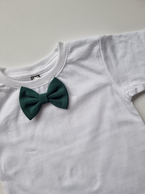 Koszulka biała krótki rękaw zielona mucha rozmiar 86