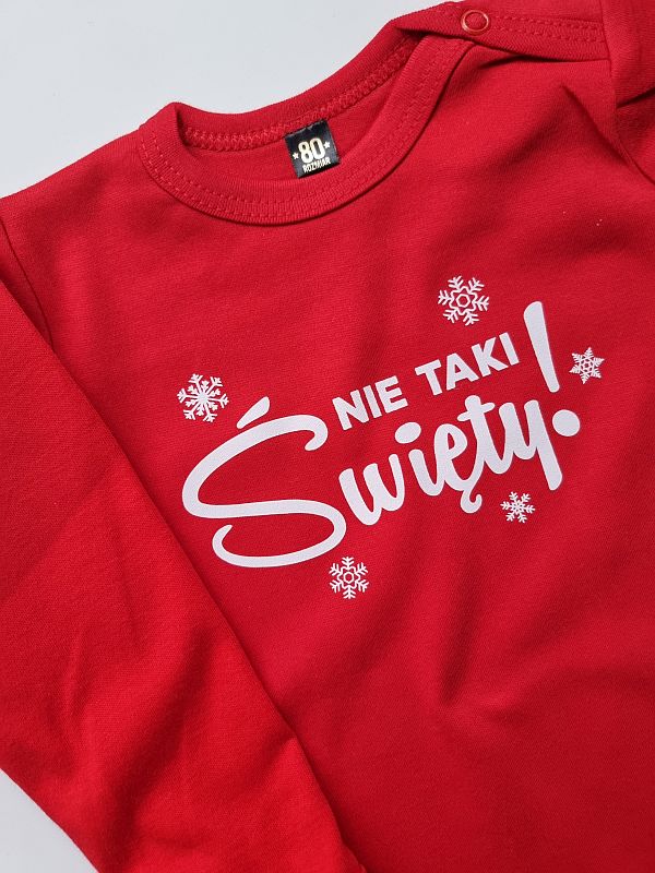 Body czerwony długi rękaw nie taki święty rozmiar 80