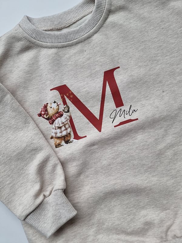 Bluza beż melanż Mila miś rozmiar 80