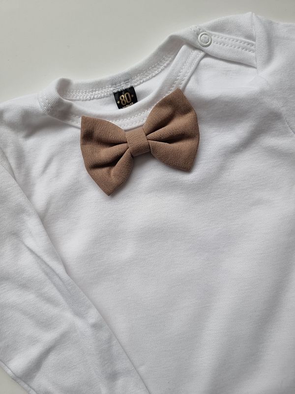 Body białe długi rękaw kawowa mucha rozmiar 80