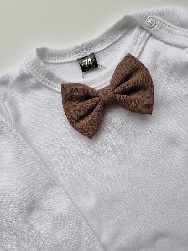 Body białe długi rękaw brązowa mucha rozmiar 74