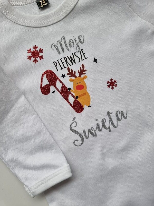 Body białe długi rękaw moje pierwsze święta rozmiar 74