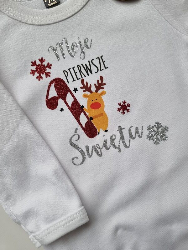 Body białe długi rękaw moje pierwsze święta rozmiar 74