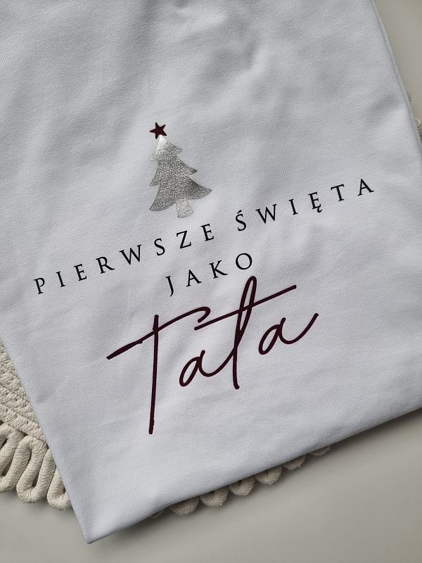 Koszulka męska biała pierwsze święta jako tata rozmiar XL