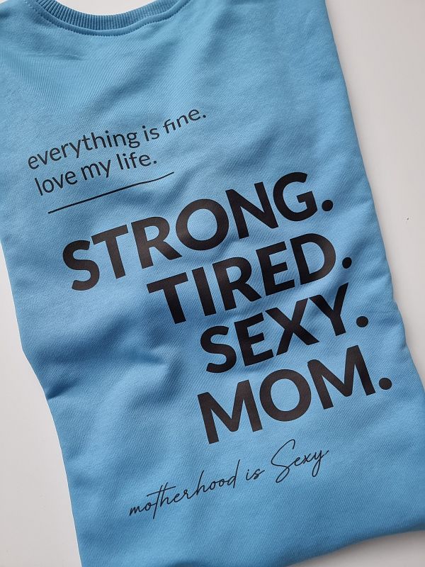 Bluza niebieska z nadrukiem na plecach rozmiar oversize