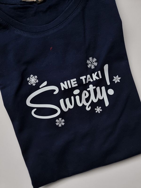 Koszulka granatowa krótki rękaw nie taki święty rozmiar 164