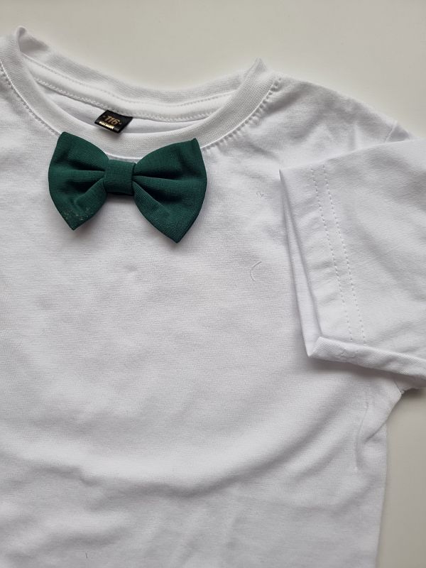 Koszulka biała krótki rękaw zielona mucha rozmiar 116