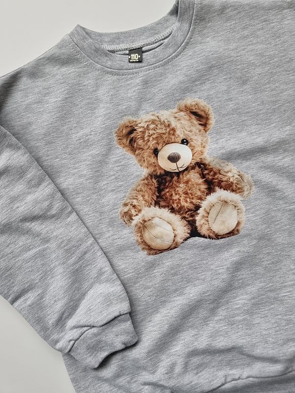 Bluza szara pluszowy miś rozmiar 110