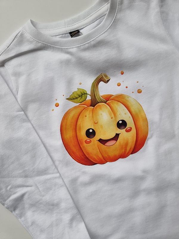 Koszulka biała długi rękaw dynia rozmiar 110