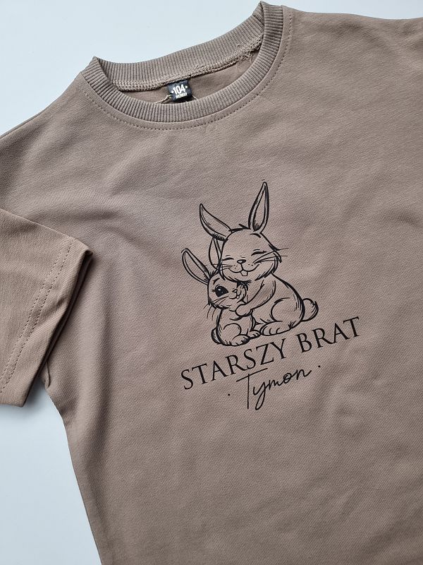 Koszulka kawowa krótki rękaw starszy brat Tymon rozmiar 104