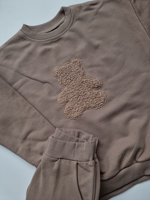 Komplet kawowy bluza + spodnie miś pluszowy rozmiar 104