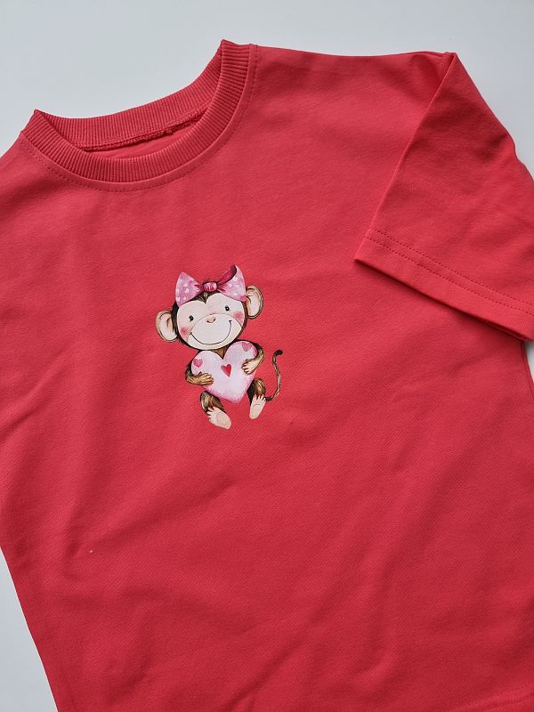 Koszulka koralowa krótki rękaw małpka rozmiar 104