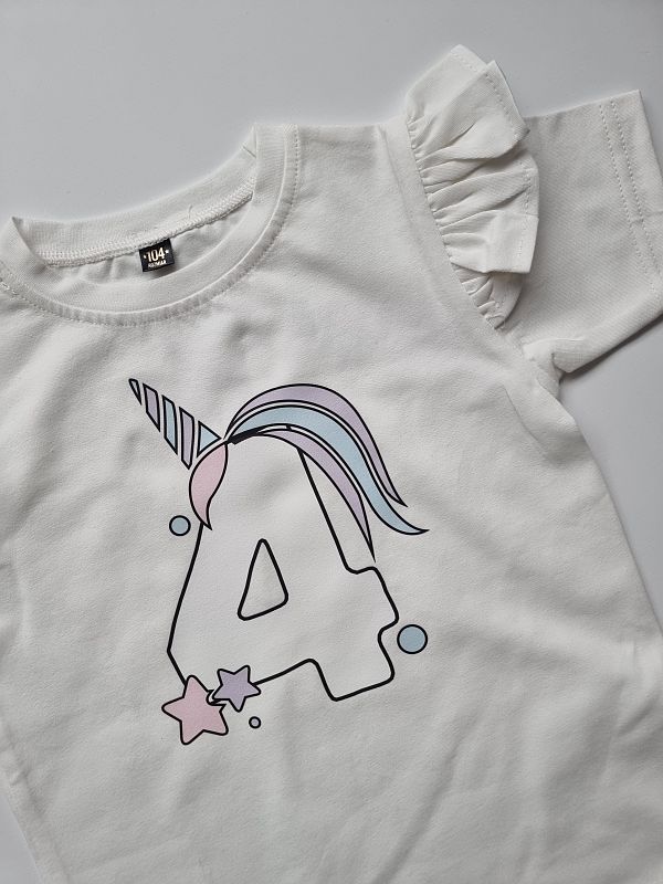 Koszulka ecru krótki rękaw nadruk dwustronny szefowa imprezy 4 rozmiar 104