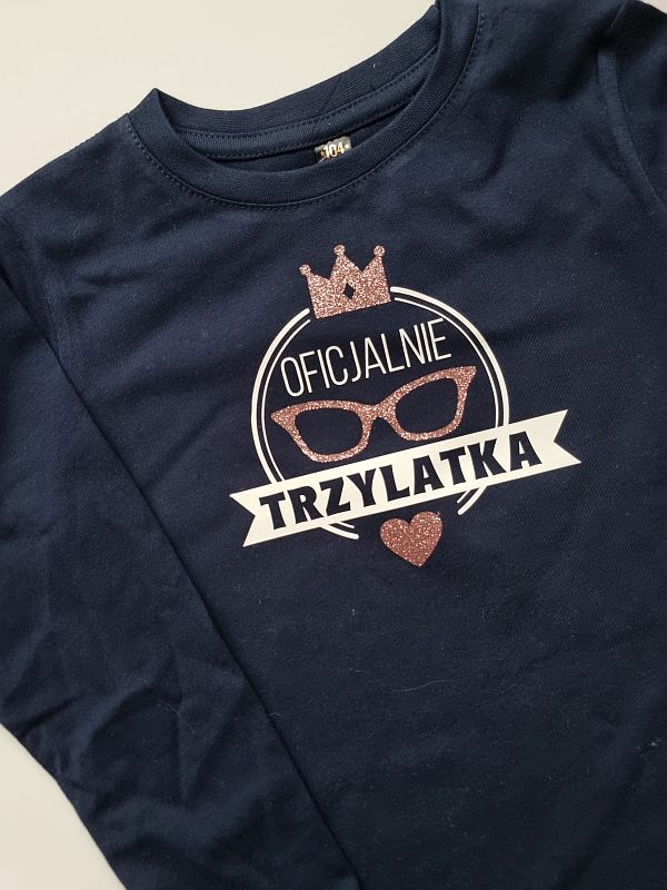 Koszulka granatowy długi rękaw oficjalnie trzylatka rozmiar 104