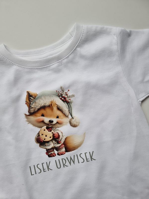 Koszulka biała krótki rękaw lisek urwisek rozmiar 98