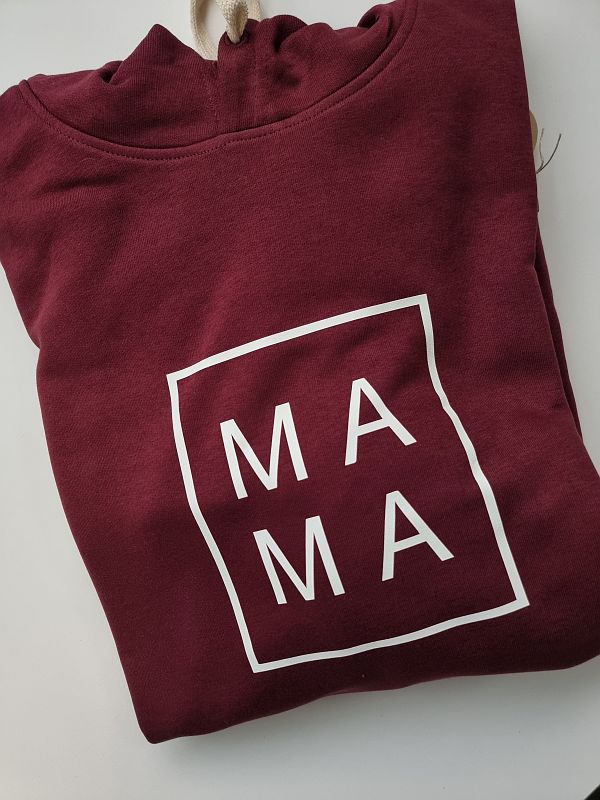 Bluza damska z kapturem bordowa mama rozmiar XL