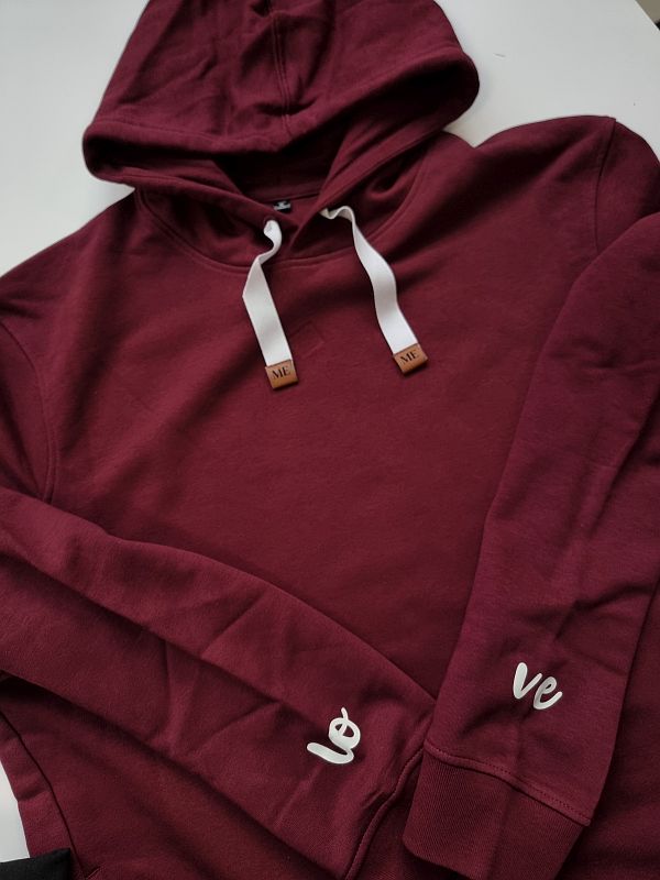 Bluza damska z kapturem bordowa love rozmiar XL