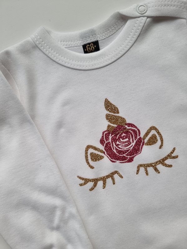 Body białe długi rękaw jednorożec rozmiar 68