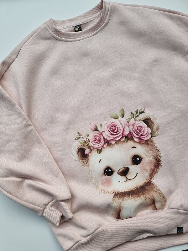 Bluza brudny róż miś rozmiar 122