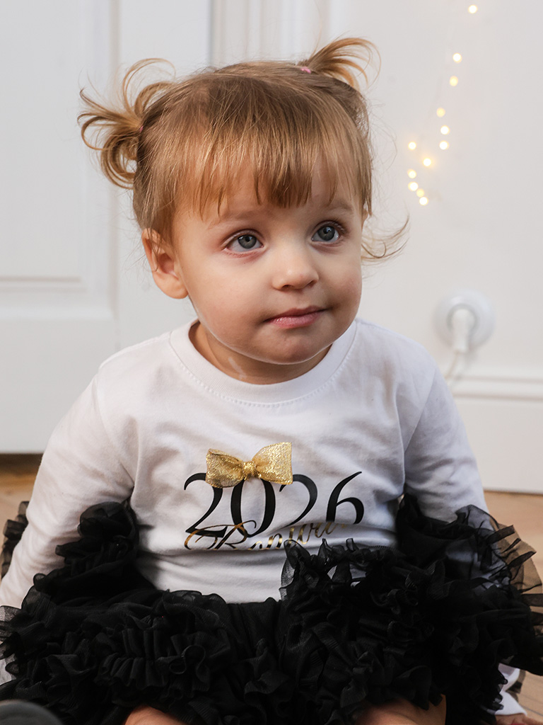 Koszulka dziecięca ze złotą kokardką bonjour