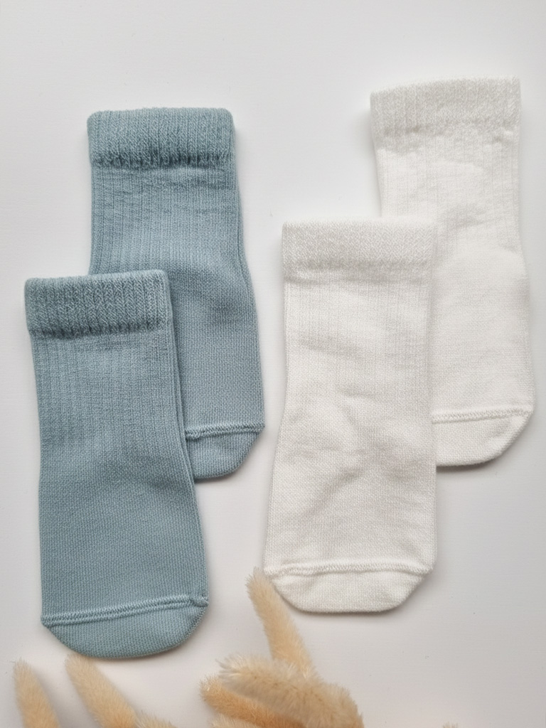 2pak skarpetek dziecięcych ecru + błękit