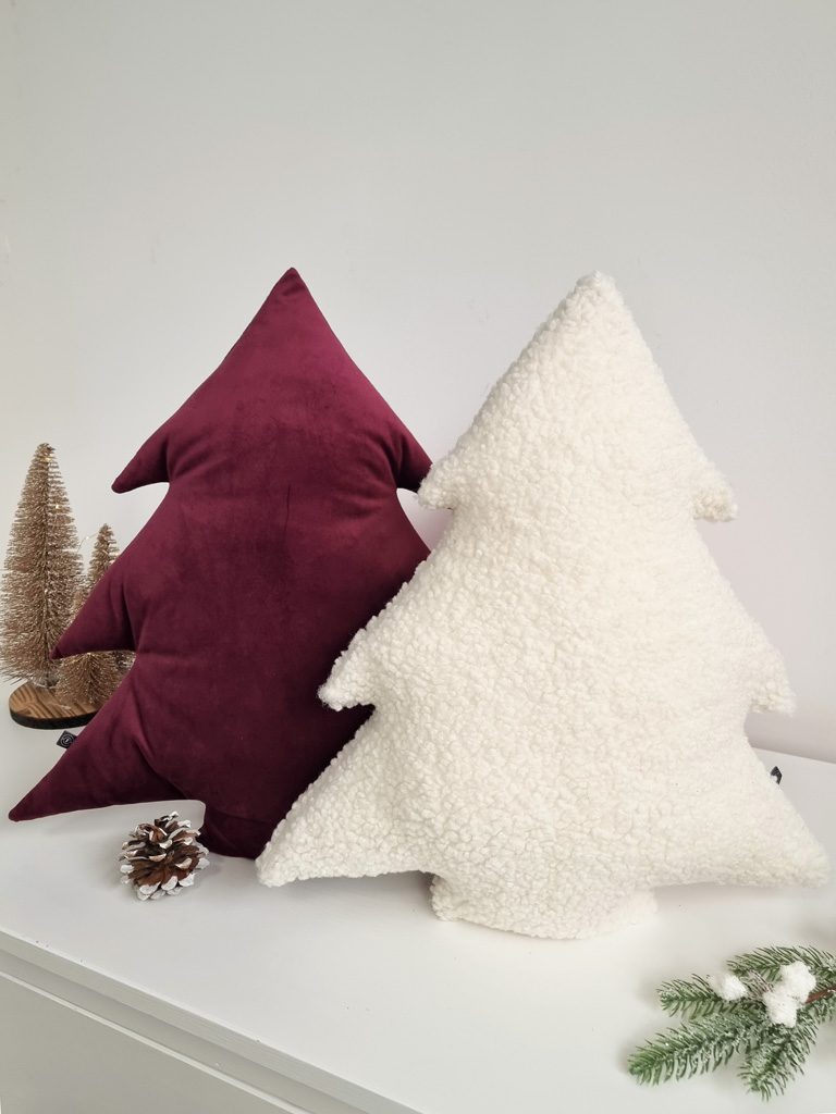 2pak poduszek w kształcie choinek bordo + ecru