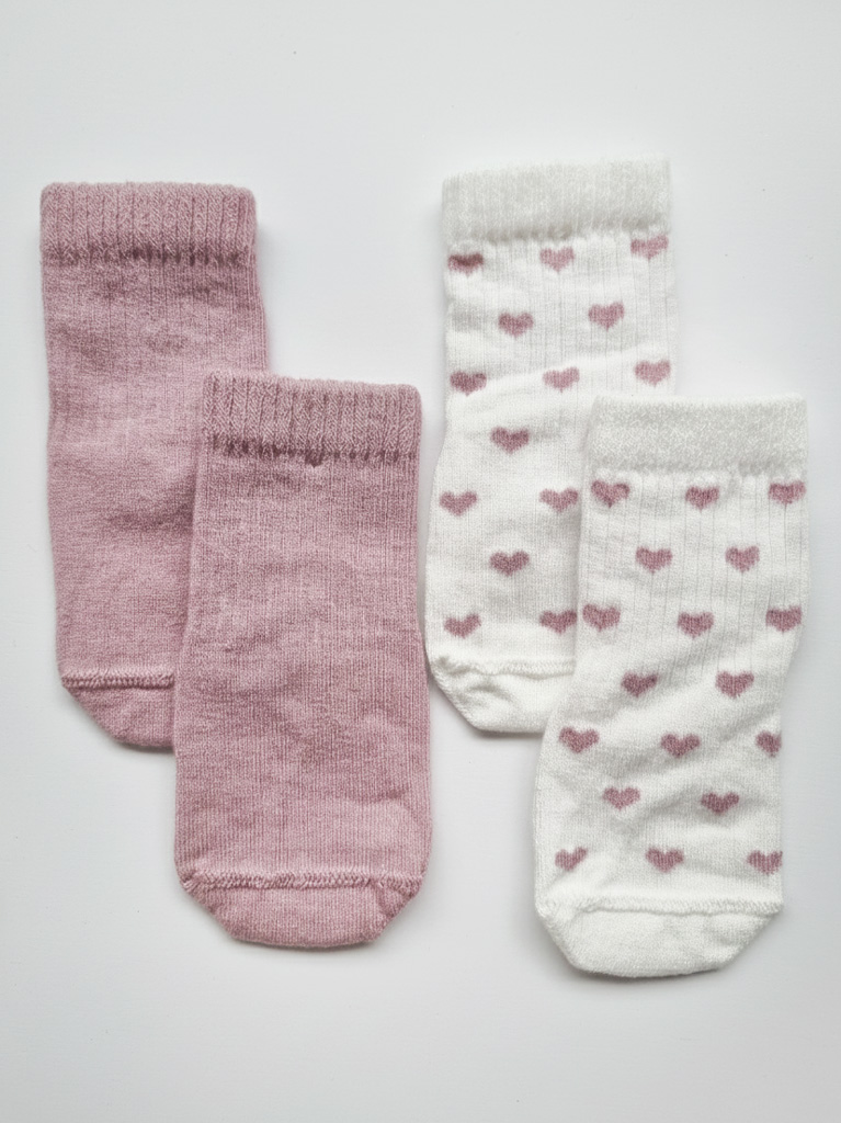 2pak skarpetek dziecięcych róż + serduszka