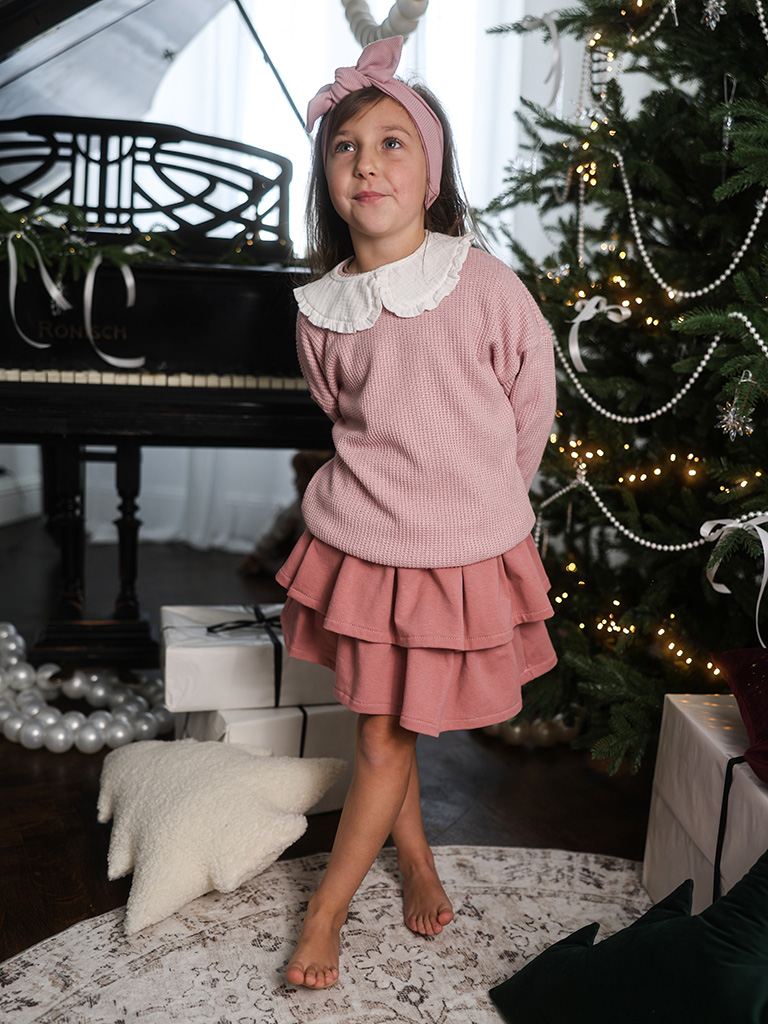 Sweter dziecięcy pudrowy róż