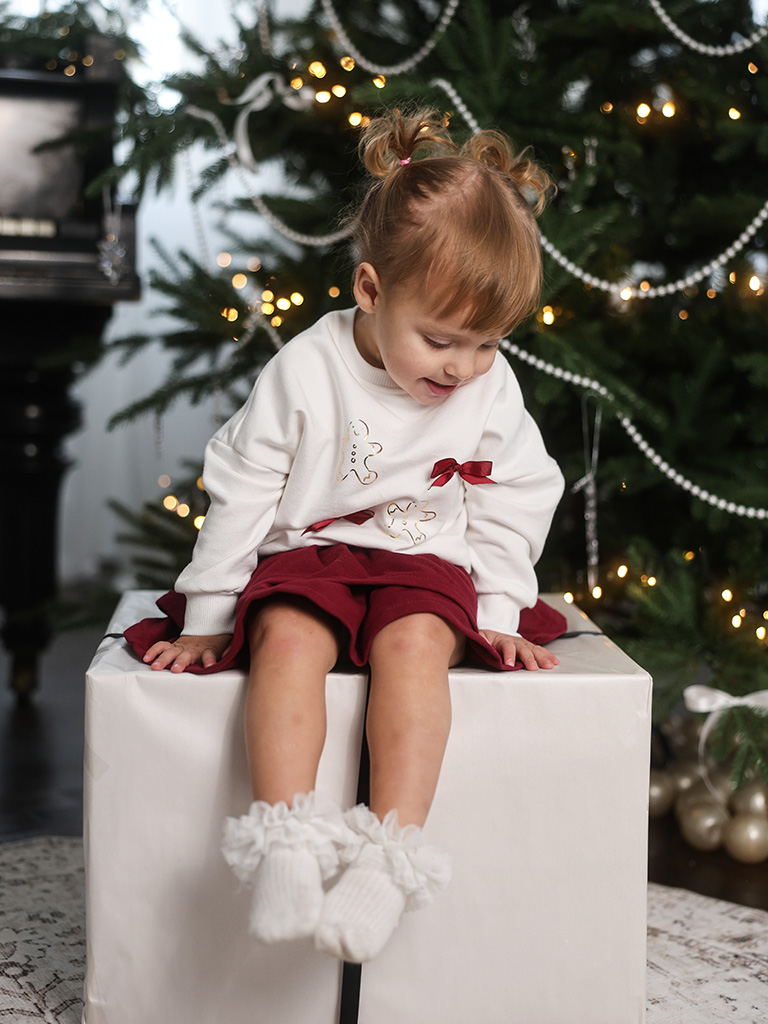 Bluza dziecięca złote pierniczki i kokardki