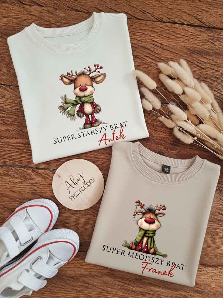Zestaw dla rodzeństwa świąteczne reniferki