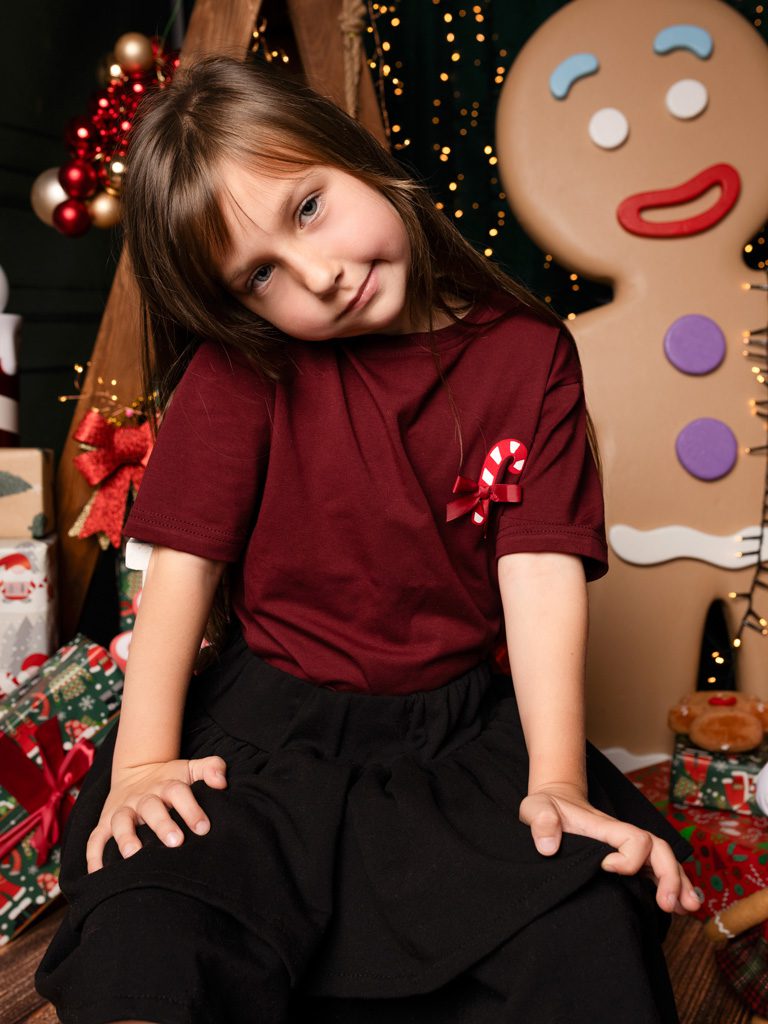 Koszulka dziecięca cukrowa laska z kokardką