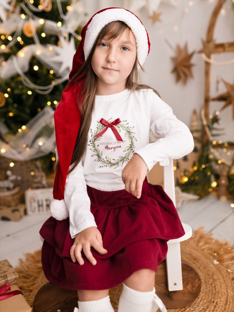 Koszulka dziecięca świąteczny wieniec z kokardką