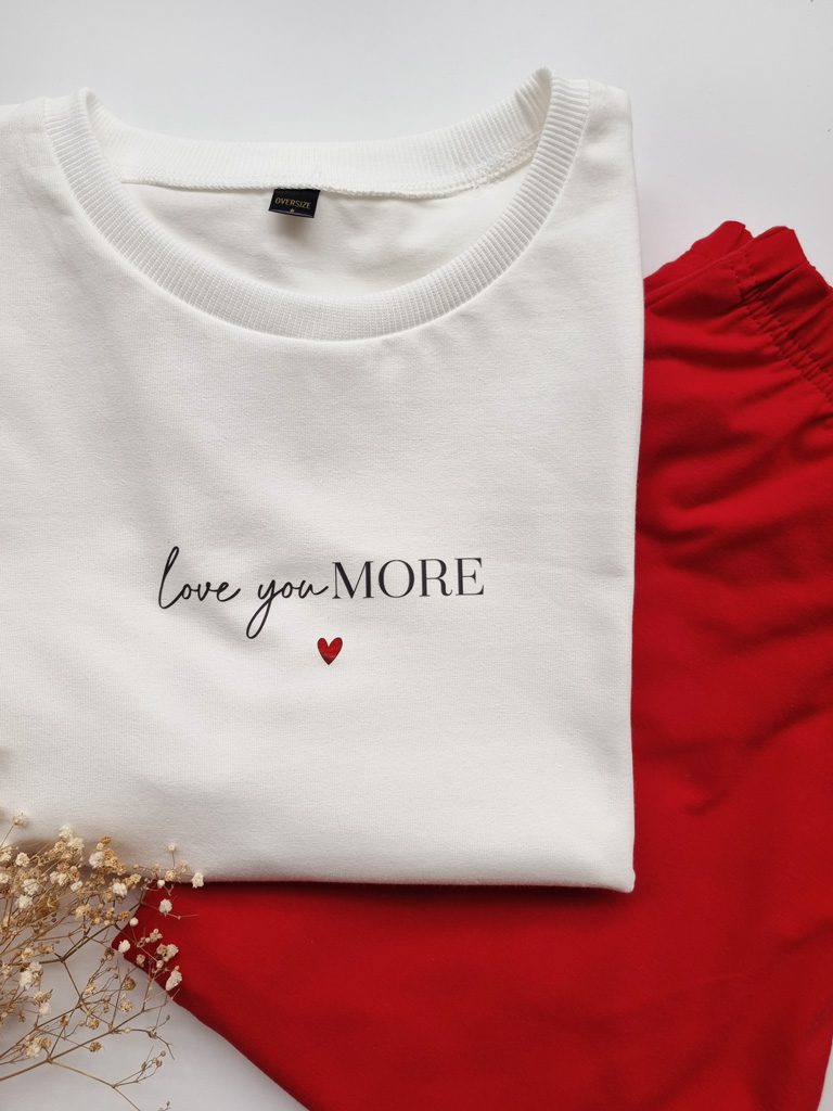 Piżama damska z nadrukiem love you MORE