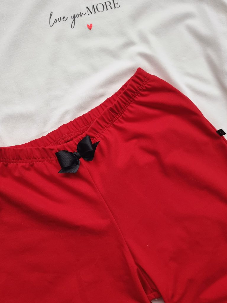 Damskie spodnie od piżamy czerwone - obrazek 2