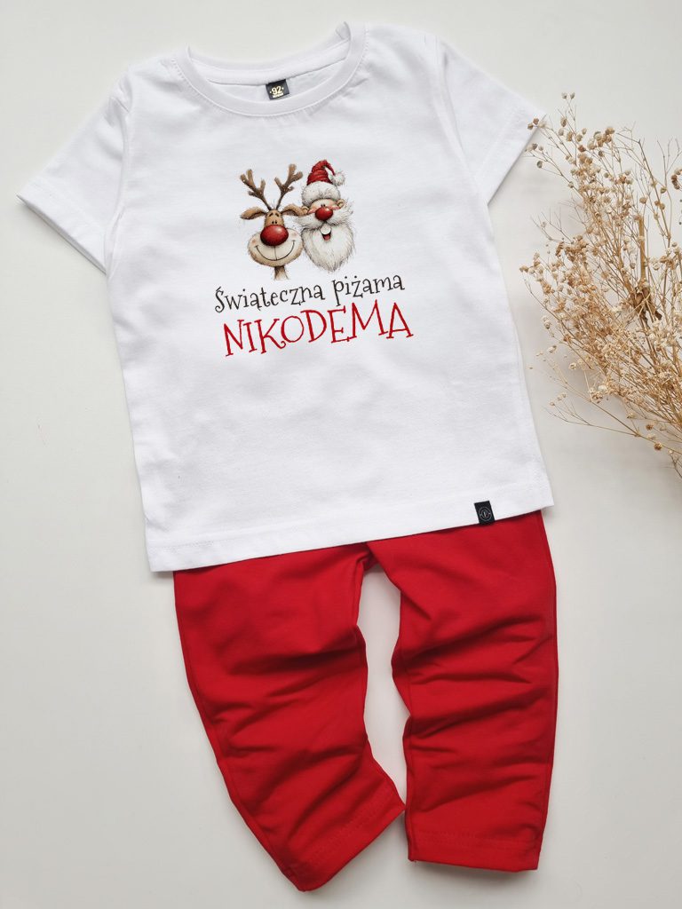 Piżama dziecięca świąteczna renifer z Mikołajem