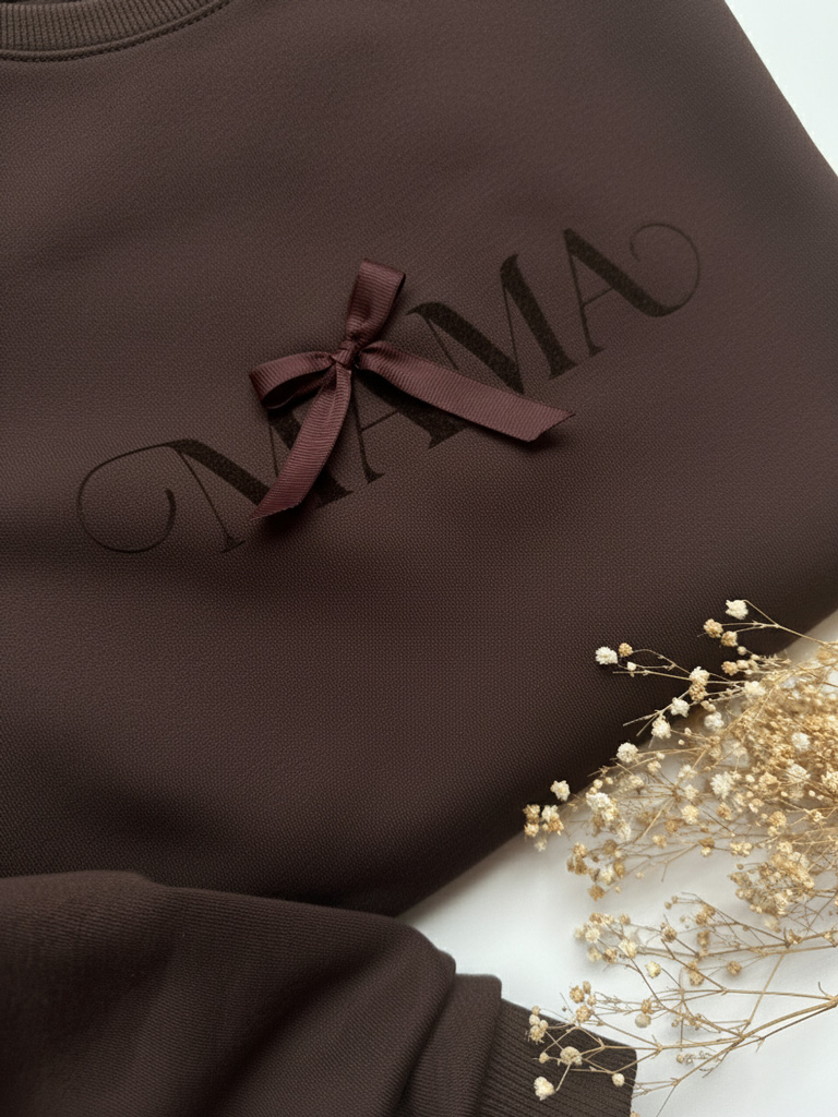 Bluza damska czekoladowa z nadrukiem Mama - obrazek 6