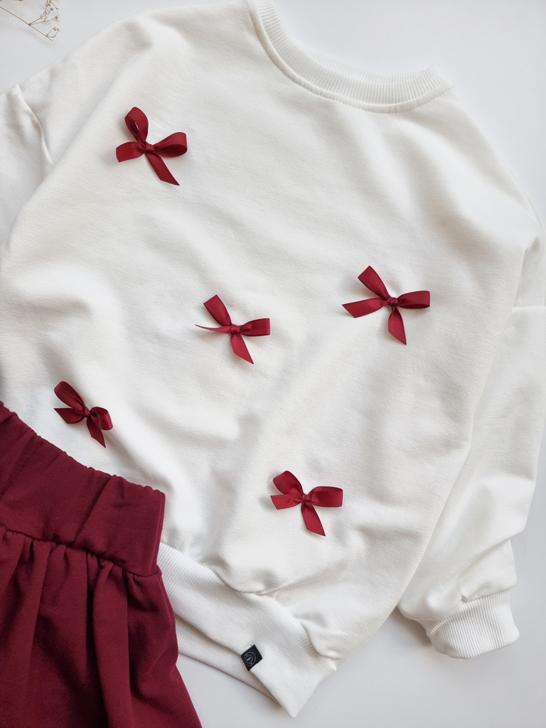 Bluza dziecięca bordowe kokardki