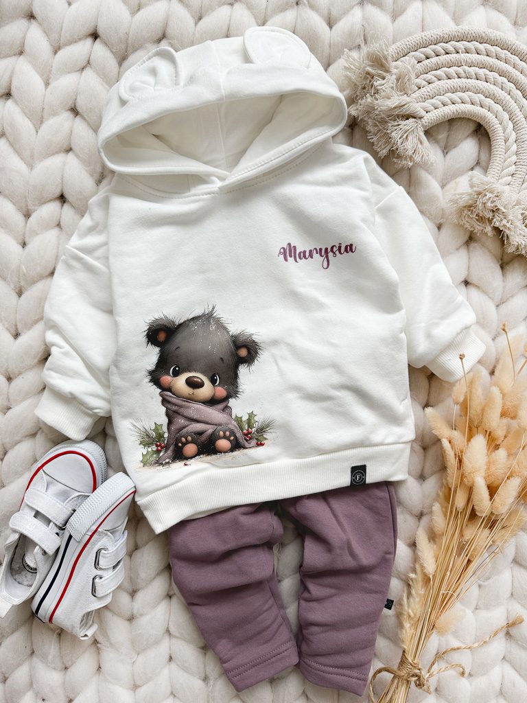 Bluza z kapturem z uszkami niedźwiadek z kocykiem