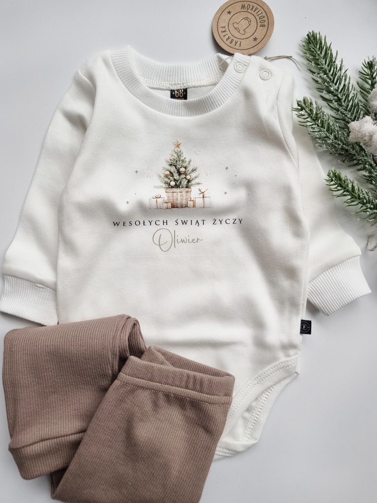 Body niemowlęce z choinką Wesołych Świąt