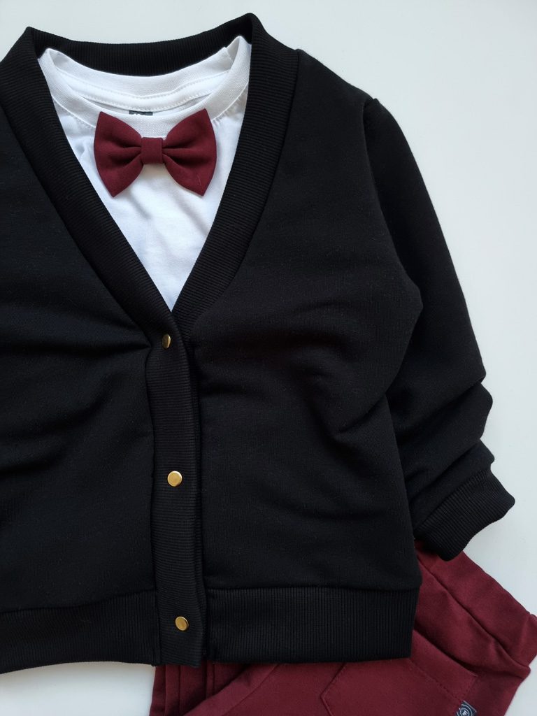 Bluza kardigan dla dziecka rozpinany czarny - obrazek 4