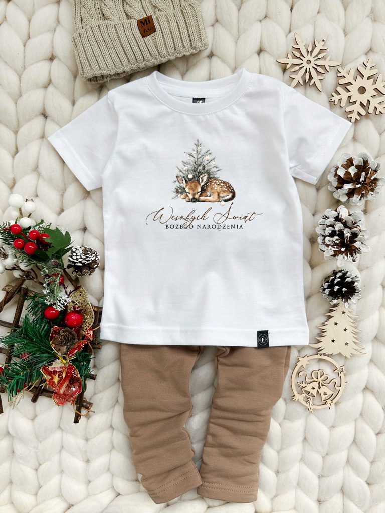 Koszulka dziecięca sarenka przy choince