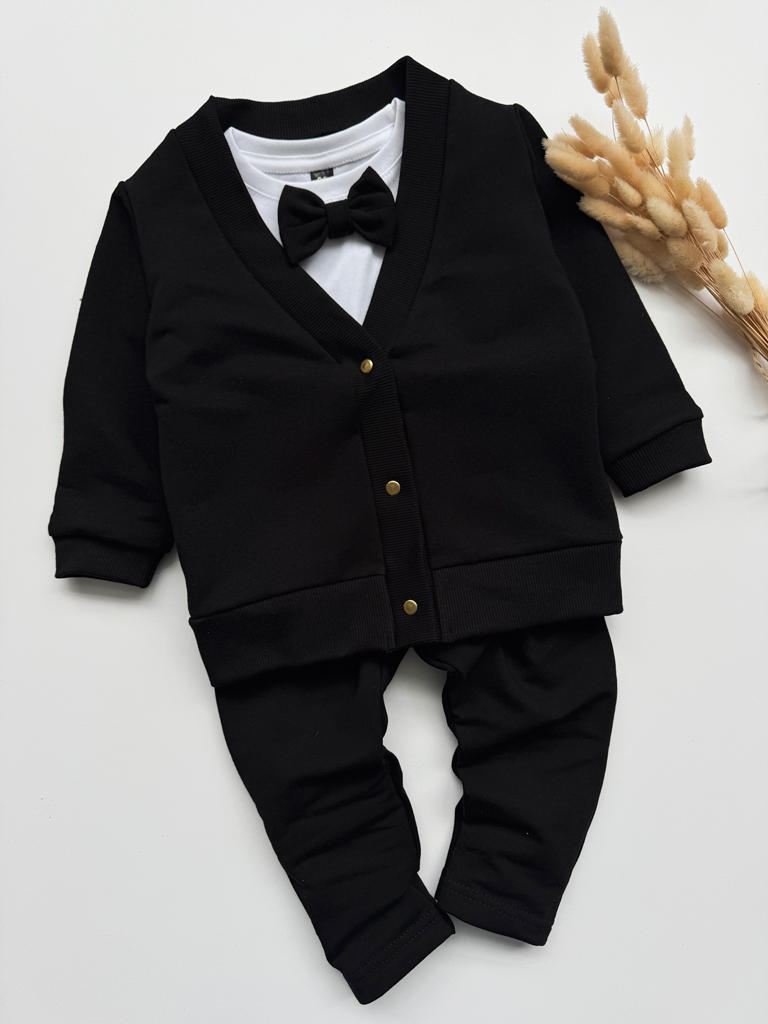 Bluza kardigan dla dziecka rozpinany czarny - obrazek 3