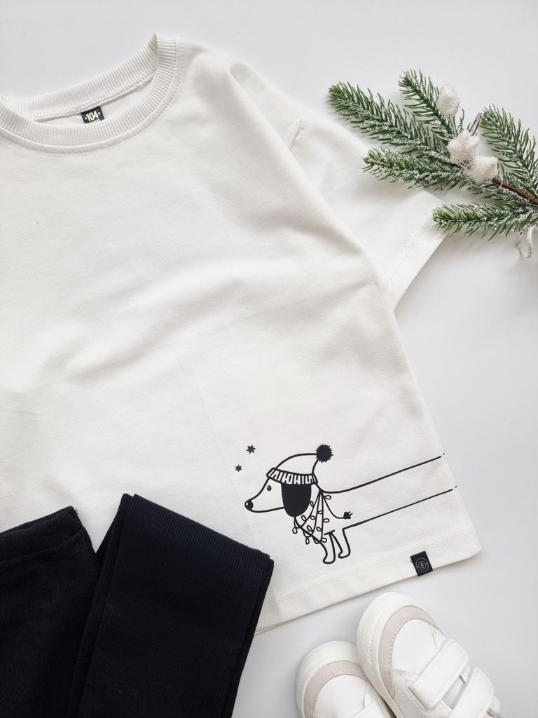 Koszulka dla dziecka świąteczny jamnik