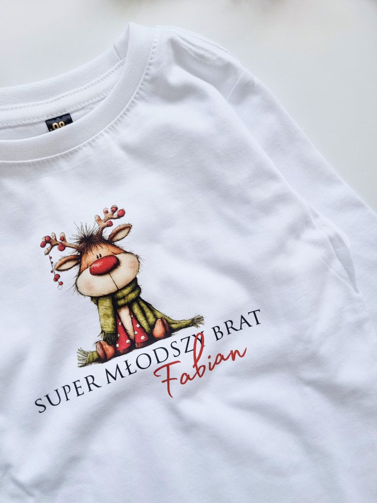 Koszulka dziecięca renifer super młodszy brat