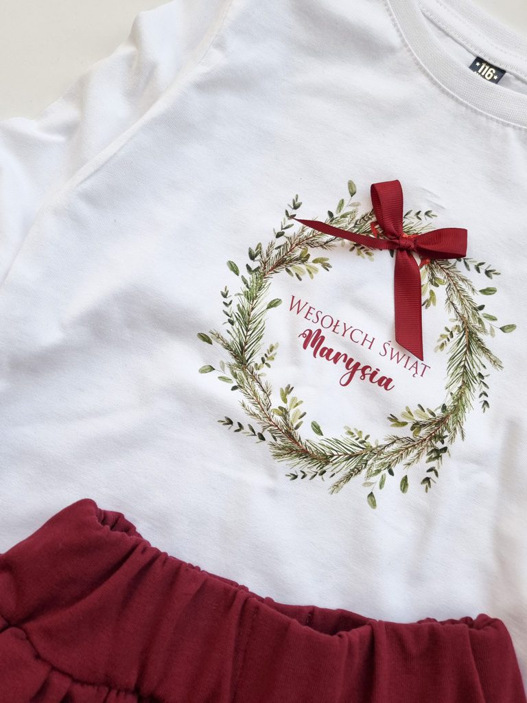 Koszulka dziecięca świąteczny wieniec z kokardką - obrazek 2