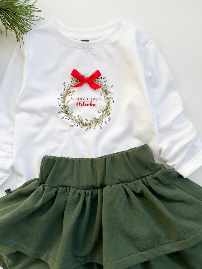 Koszulka dziecięca świąteczny wieniec z kokardką