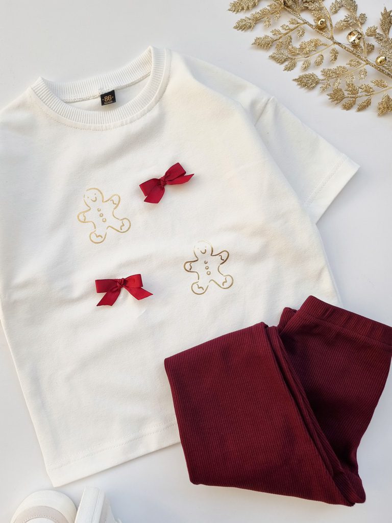 Koszulka dziecięca złote pierniczki i kokardki